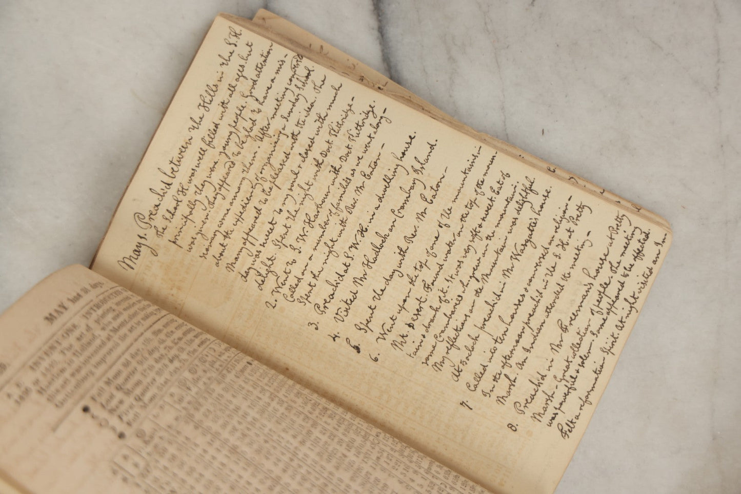 Lot 060 - Antique "Maine Farmer's Almanac" 1825, Published In Hallowell, With Extensive Handwritten Journal Entries By Reverend Joseph A. E. Long