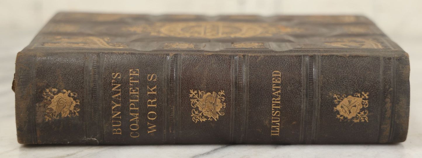 Lot 061 - "The Complete Works Of John Bunyan" Antique Illustrated Book, Embossed Gilt-Stamped Leather Fine Binding, Illustrations Engraved By A.B. Walter, Published By Bradley, Garretson & Co., Philadelphia, 1873