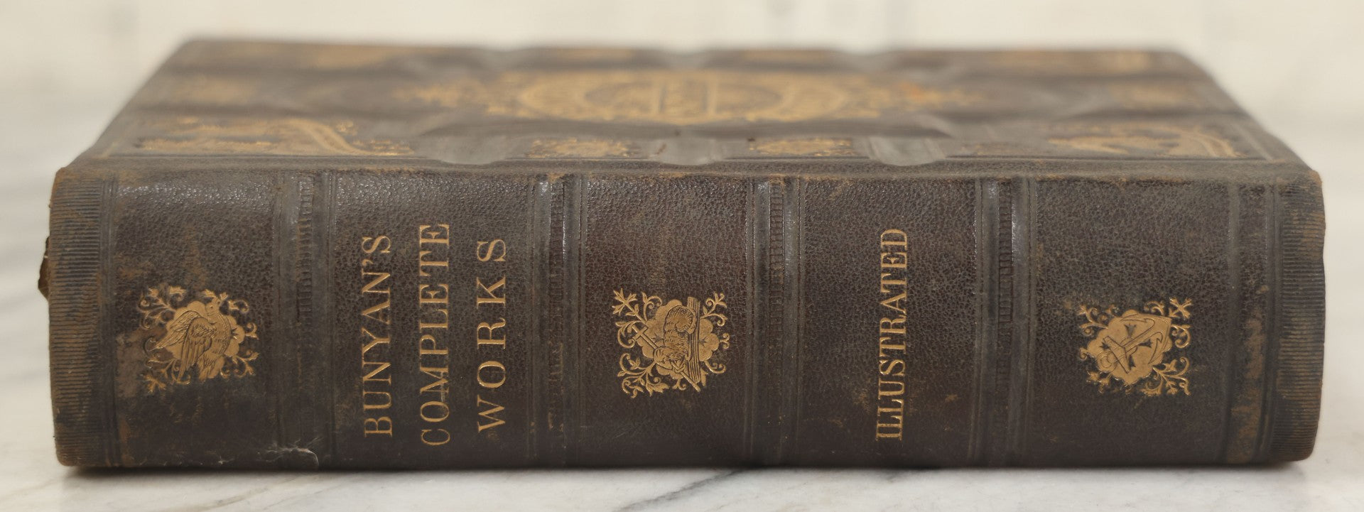 Lot 061 - "The Complete Works Of John Bunyan" Antique Illustrated Book, Embossed Gilt-Stamped Leather Fine Binding, Illustrations Engraved By A.B. Walter, Published By Bradley, Garretson & Co., Philadelphia, 1873