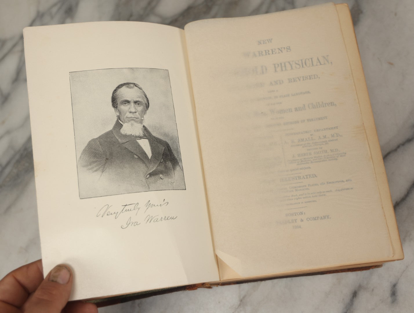 Lot 062 - "New Warren's Household Physician" Illustrated Antique Medical Reference Book With Layered Sectional Manikin Anatomical Illustrations, Debossed Woman's Bust On Cover, Other Full Color Plates, Published By A.I. Bradley & Company, Boston, 1904