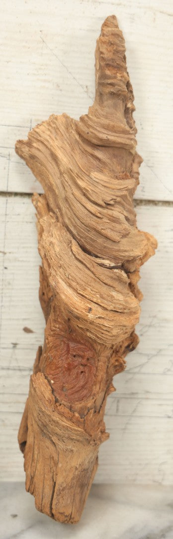 Lot 063 - Vintage Folk Art Carved Driftwood Branch Depicting Bearded, Whistling Old Man In The Wind