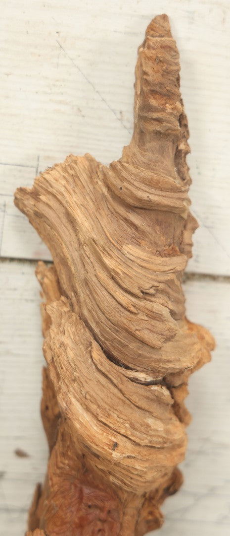 Lot 063 - Vintage Folk Art Carved Driftwood Branch Depicting Bearded, Whistling Old Man In The Wind