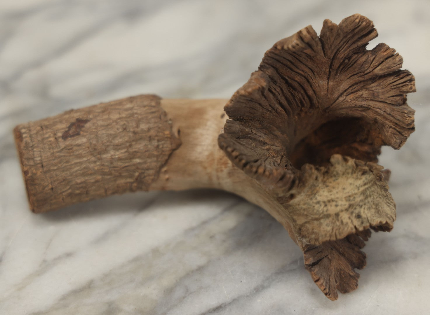 Lot 064 - Vintage Folk Art Carved Driftwood Branch Depicting Frowning, Stoic Native American Man, Shorter Branch