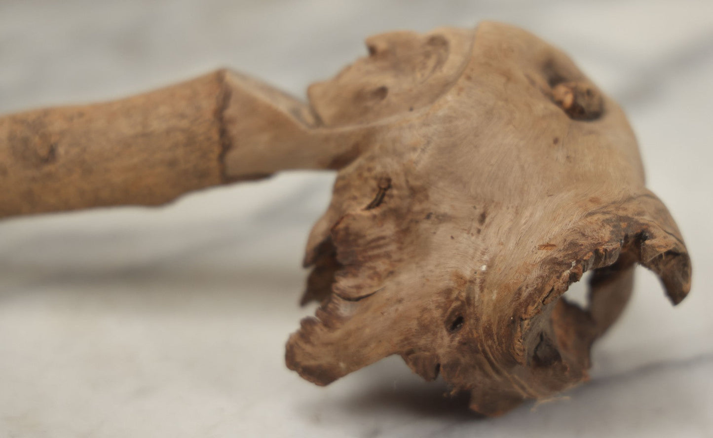 Lot 065 - Vintage Folk Art Carved Driftwood Branch Depicting Frowning, Stoic Native American Man, Longer Branch