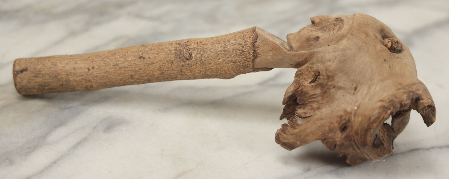 Lot 065 - Vintage Folk Art Carved Driftwood Branch Depicting Frowning, Stoic Native American Man, Longer Branch