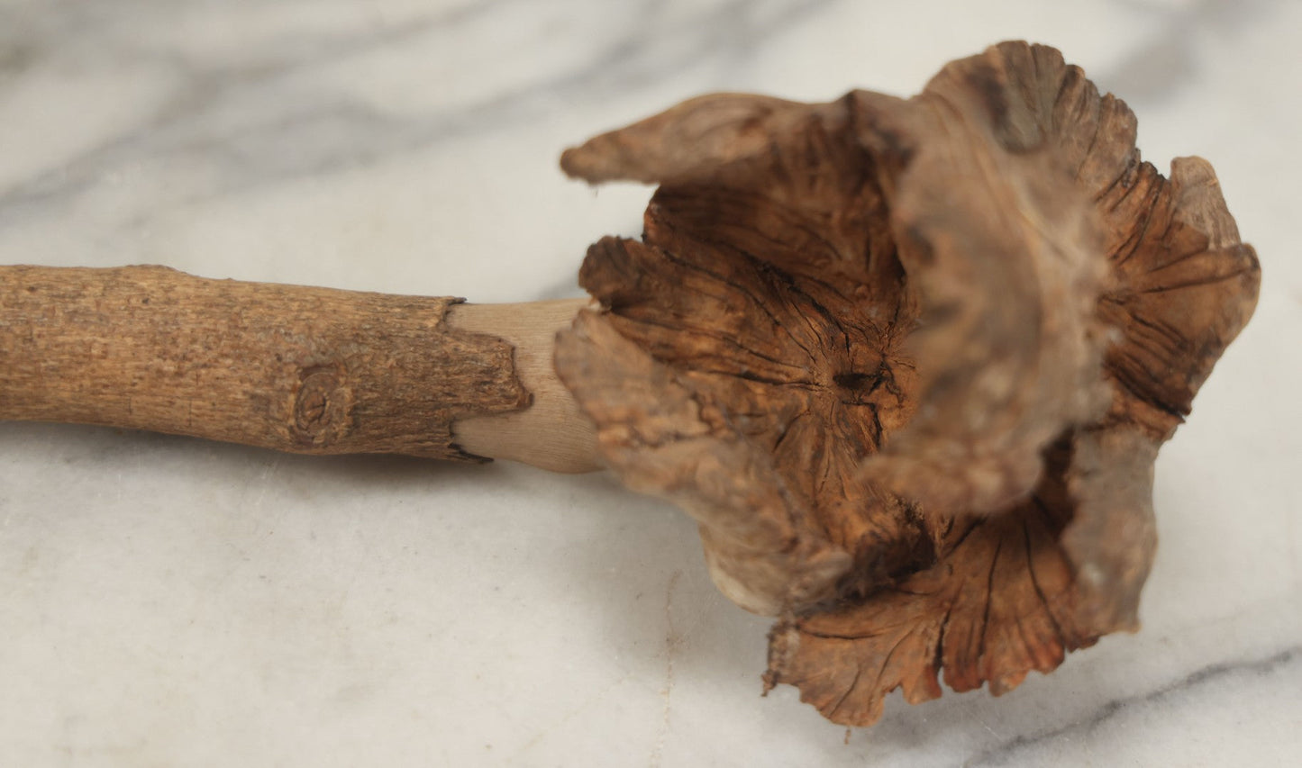 Lot 065 - Vintage Folk Art Carved Driftwood Branch Depicting Frowning, Stoic Native American Man, Longer Branch