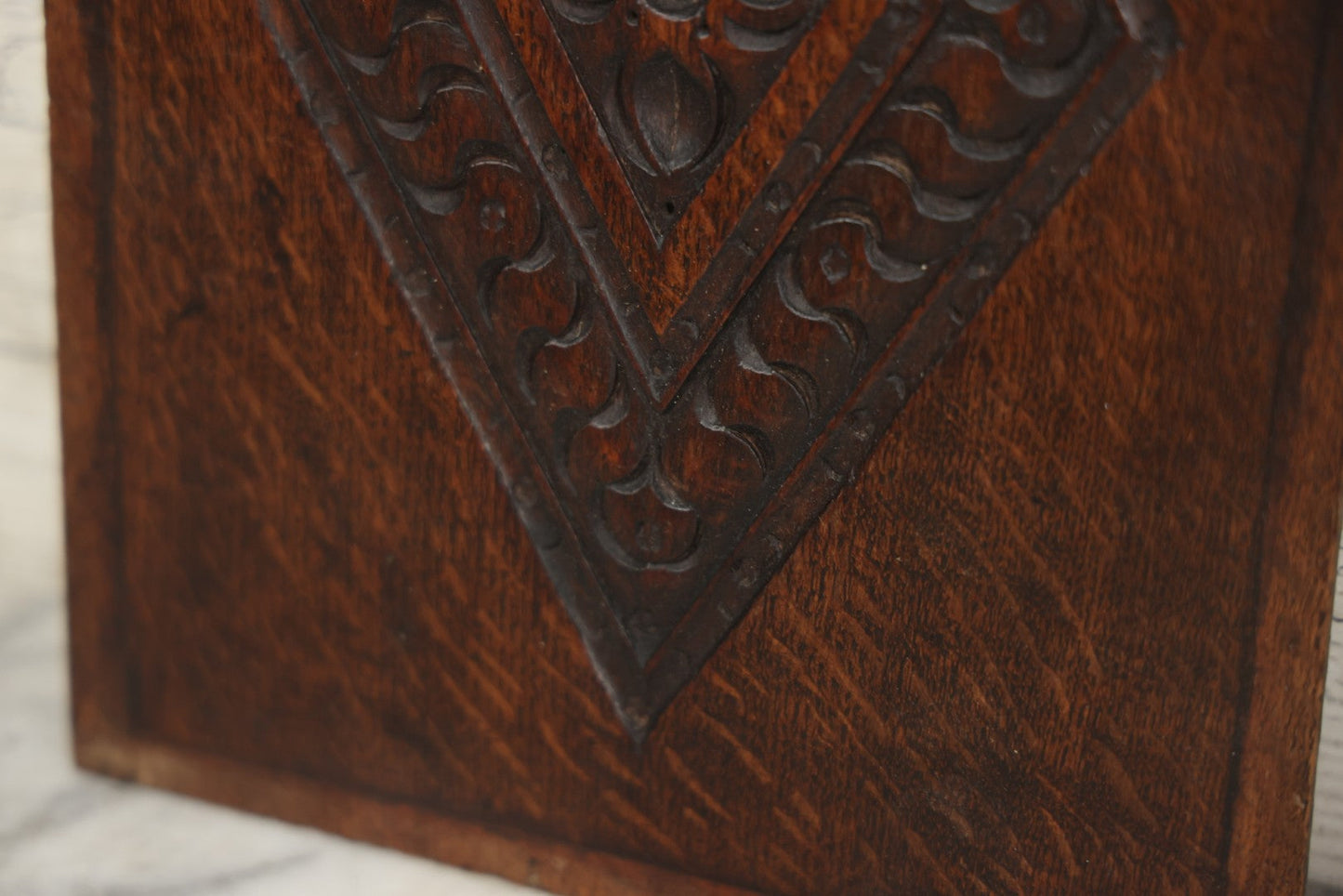 Lot 067 - Antique Carved Wooden Furniture Panel, Salvaged Fragment, With Diamond Design, 9-3/8" x 13-3/4"