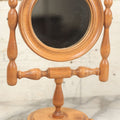 Lot 068 - Vintage Reproduction Wooden Shaving Mirror With Turned Details, "Exact Reproduction Of An Antique Mirror," Made By Mitton Baecheller, Jr., Circa 1984