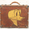 Lot 071 - Vintage Donald Duck Folk Art Painted Wooden Roller Skates Carrying Case With Handle, Circa 1950s New Jersey