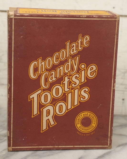 Lot 075 - Vintage Pressboard Advertising Retail Store Display Box For Chocolate Candy Tootsie Rolls, 120 Count Capacity, Manufactured By The Sweets Company Of America, Inc., New York, New York