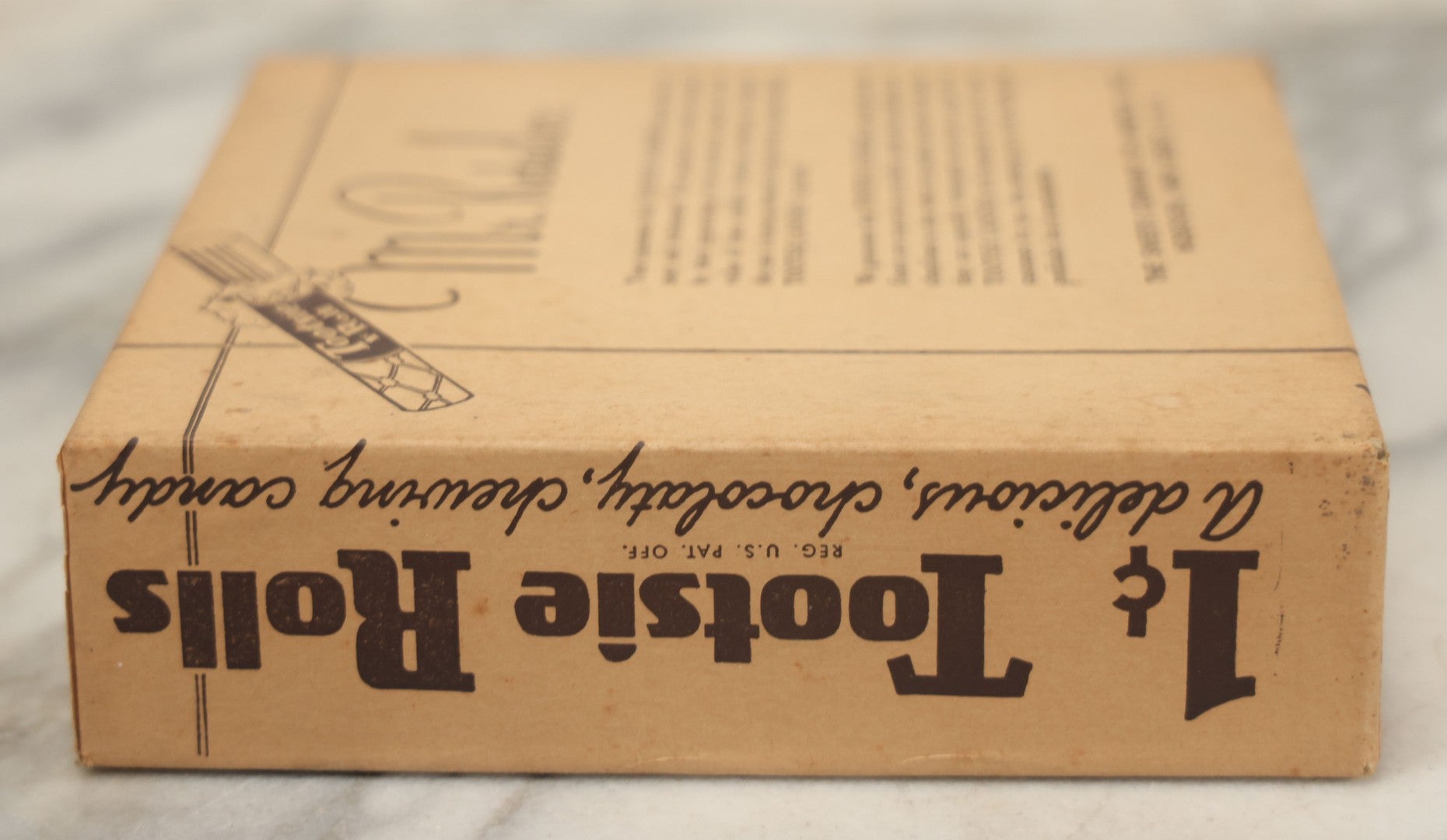 Lot 076 - Vintage Pressboard Advertising Retail Store Display Box For Chocolate Tootsie Rolls, "A Delicious Chocolate Chewing Candy," 120 Count Capacity, 1C Price, Manufactured By The Sweets Company Of America, Inc., Hoboken, New Jersey,