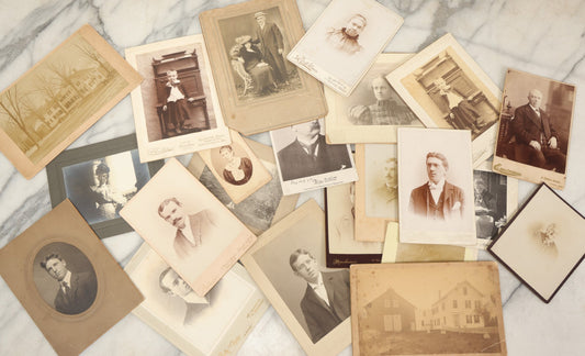 Lot 095 - Grouping Of 22 Antique Cabinet Card And Boarded Photographs, Mostly Portraits Of Men, Women, And Children, Including Two Views Of Houses