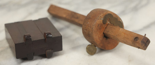 Lot 104 - Pair Of Antique Wooden Marking And Mortise Gauges With Brass Fittings And Maker's Marks
