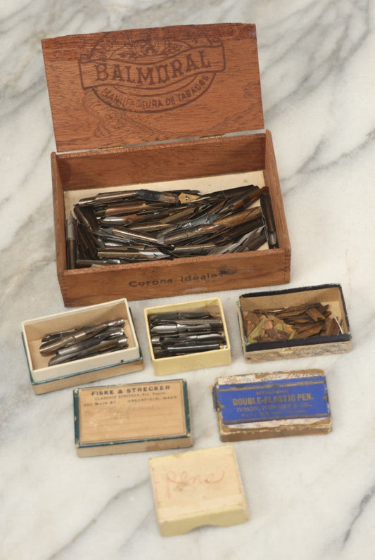 Lot 111 - Grouping Of Four Boxes Containing Dozens Of Antique And Vintage Pen Nibs