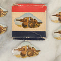 Lot 112 - Box Of Dennison World War I Era Seals With Soldiers Operating Artillery, 5 Of 30 Remaining, Box Damaged