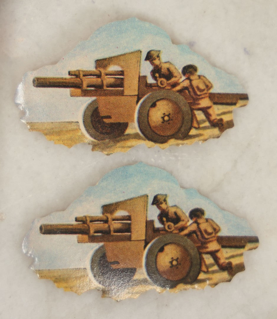 Lot 112 - Box Of Dennison World War I Era Seals With Soldiers Operating Artillery, 5 Of 30 Remaining, Box Damaged