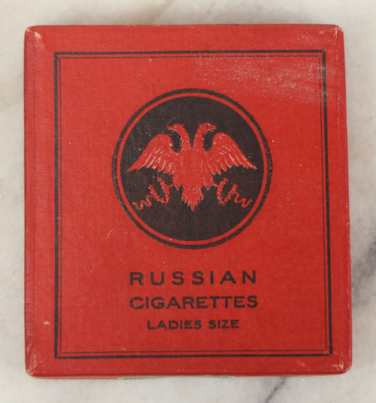 Lot 114 - Antique Russian Cigarettes Box, Ladies Size, With Double-Headed Eagle Emblem, Red And Black Design