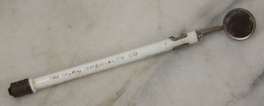 Lot 115 - Cameron's Dental Lamp By American Surgical Specialty Co., Chicago, Long White Glass Lamp With Light Bulb And Magnifying Glass, Untested, 6" L