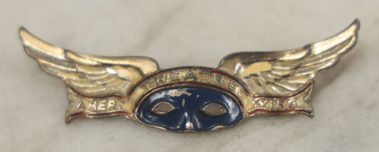 Lot 122 - Vintage Enamel Brooch With Winged Theatre Mask, “Amer. Theatre Wing”