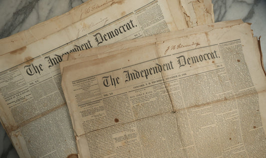 Lot 150 - Grouping Of 21 Antique Newspapers “The Independent Democrat,” Concord, New Hampshire, 1856, January–December
