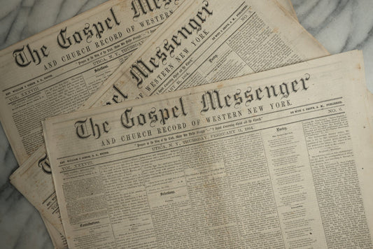 Lot 151 - Grouping Of Four Antique Newspapers “The Gospel Messenger And Church Record Of Western New York,” Utica, New York, January–February 1864