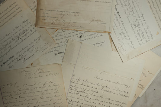 Lot 155 - Grouping Of 10+ Antique Documents Signed By Albany Mayor Edmund L. Judson (1874–1876)