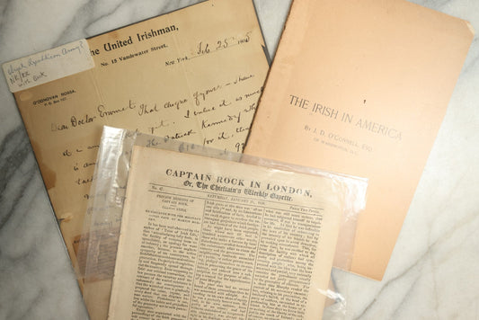 Lot 156 - Grouping Of Antique And Vintage Ireland-Related Items Including 1905 United Irishman Letter, “The Irish In America” Pamphlet, And 1826 “Captain Rock In London” Newspaper