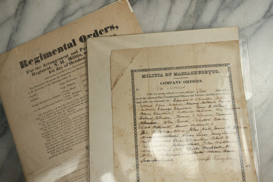 Lot 157 - Pair Of Antique Militia Broadsides Including 19th Century Massachusetts Militia Company Orders And New Hampshire Militia Regimental Orders