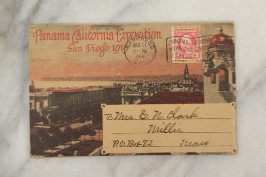 Lot 168 - Antique Panama California Exposition San Diego 1915 Souvenir Folder, Postmarked 1916, Printed By Geo. Rice & Sons, Los Angeles
