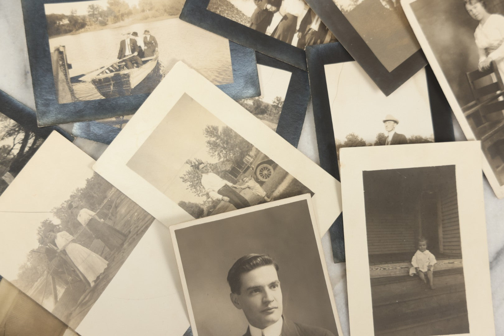 Lot 169 - Grouping Of 12 Antique Real Photo Postcards R.P.P.C., Including Cards Featuring Well Dressed Men And Women, Posing On Dock, In Field, With Babies