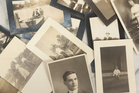 Lot 169 - Grouping Of 12 Antique Real Photo Postcards R.P.P.C., Including Cards Featuring Well Dressed Men And Women, Posing On Dock, In Field, With Babies