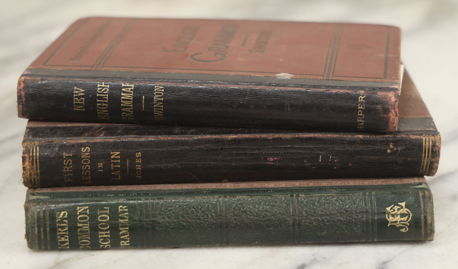 Lot 173 - Grouping Of Three Antique Grammar Books, Including "A Grammar Of The English Language" By William Swinton (1880), "A Common-School Grammar Of The English Language" By Simon Kerl (1875), And "First Lessons In Latin" By Elisha Jones (1883)