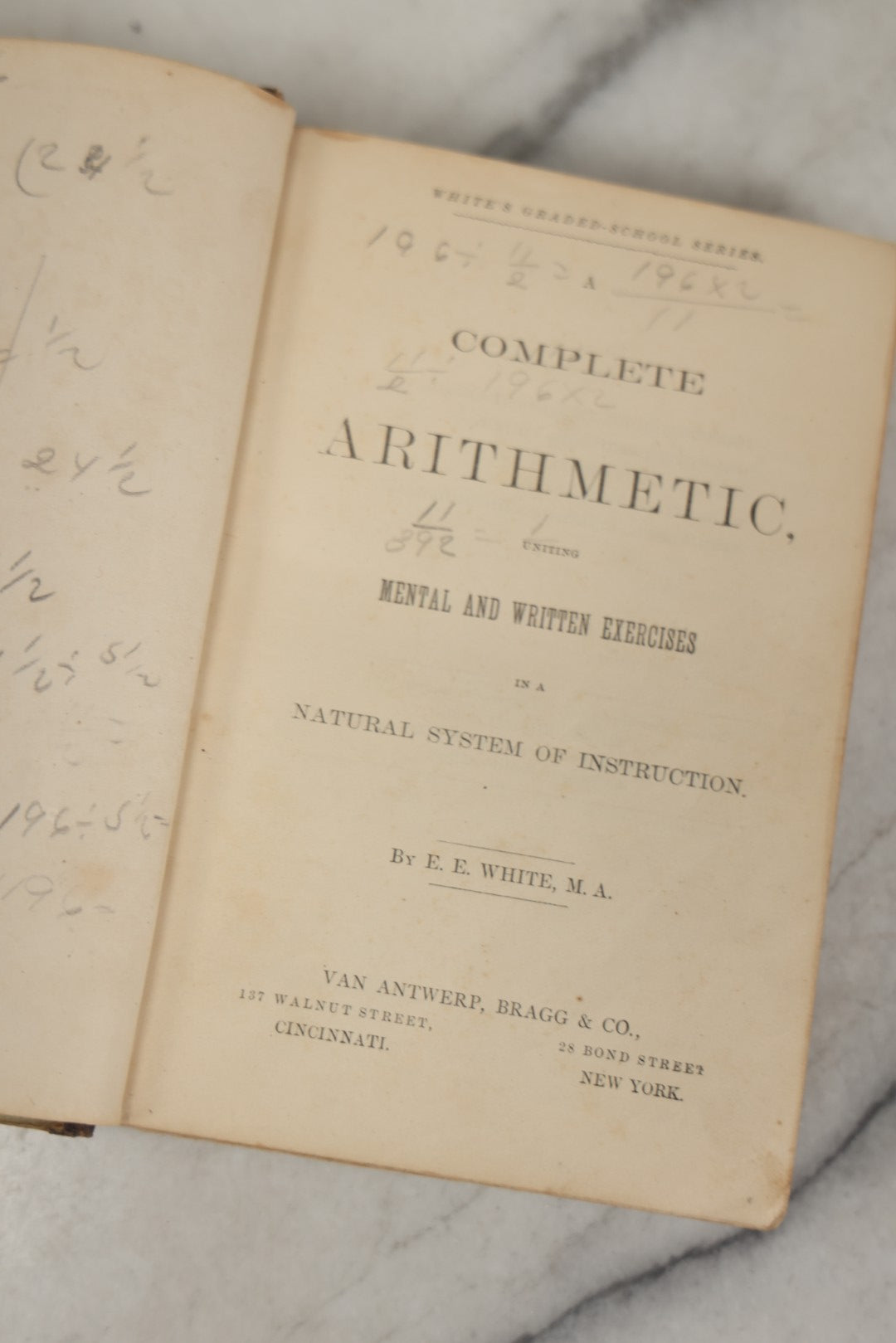 Lot 174 - Grouping Of Three Antique Math Books, Including "A Key To Elementary Algebra" (1878) And "Elements Of Geometry" (1875) By Benjamin Greenleaf, And "A Complete Arithmetic" By E.E. White (1870)