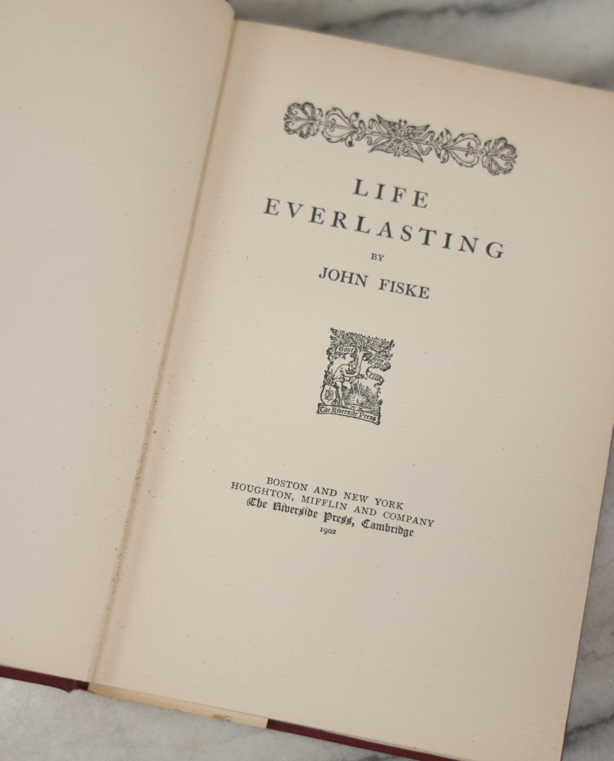 Lot 175 - Grouping Of Three Antique And Vintage Religious Books, Including "Life Everlasting" By John Fiske (1902), "The Assault On Humanism" By Paul Shorey (1917), And The New Testament Red Letter Edition (Circa 1939)