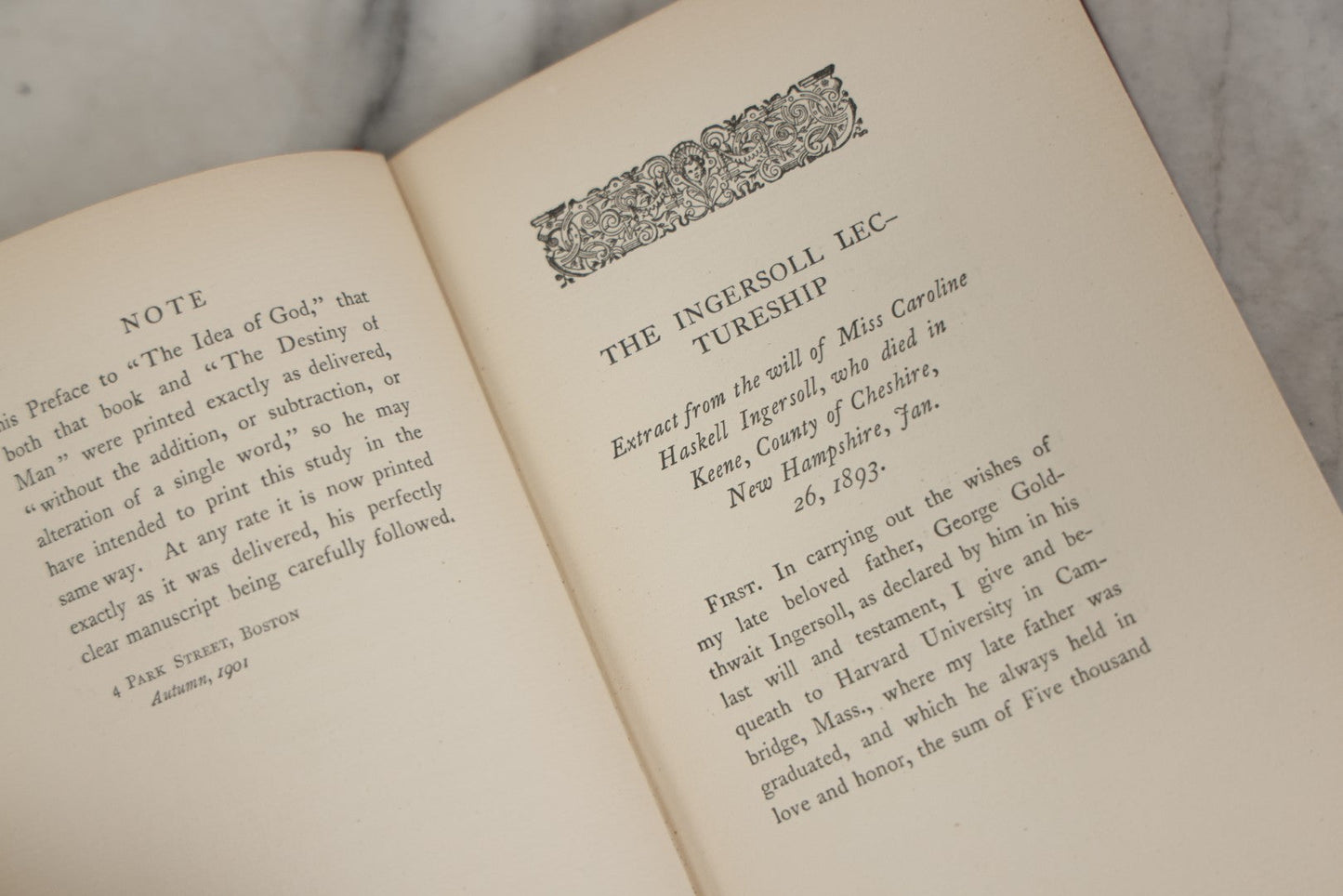 Lot 175 - Grouping Of Three Antique And Vintage Religious Books, Including "Life Everlasting" By John Fiske (1902), "The Assault On Humanism" By Paul Shorey (1917), And The New Testament Red Letter Edition (Circa 1939)