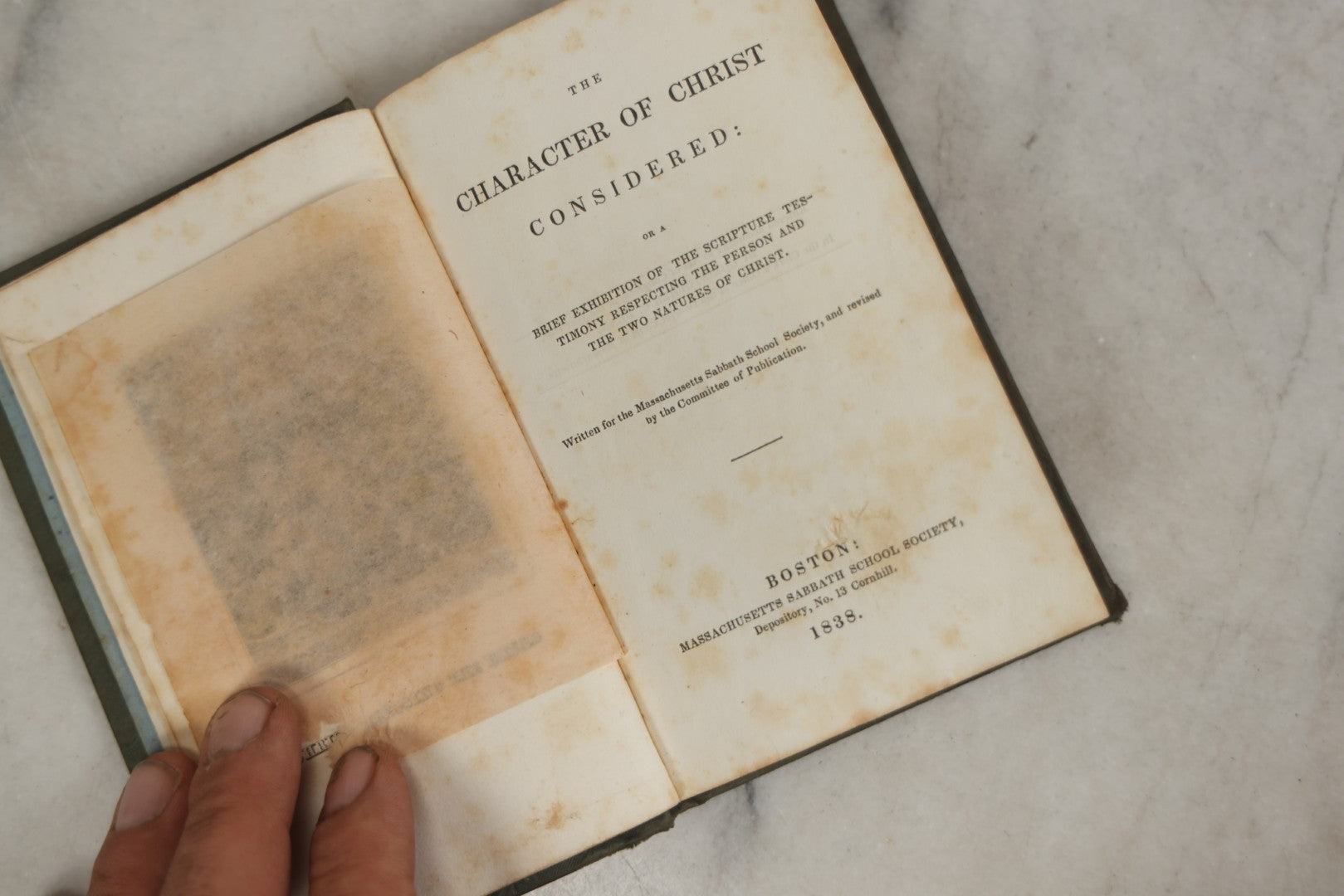 Lot 176 - "The Character Of Christ Considered" Antique Religious Treatise, Published By The Massachusetts Sabbath School Society, Boston, 1838, Embossed Floral Design On Covers