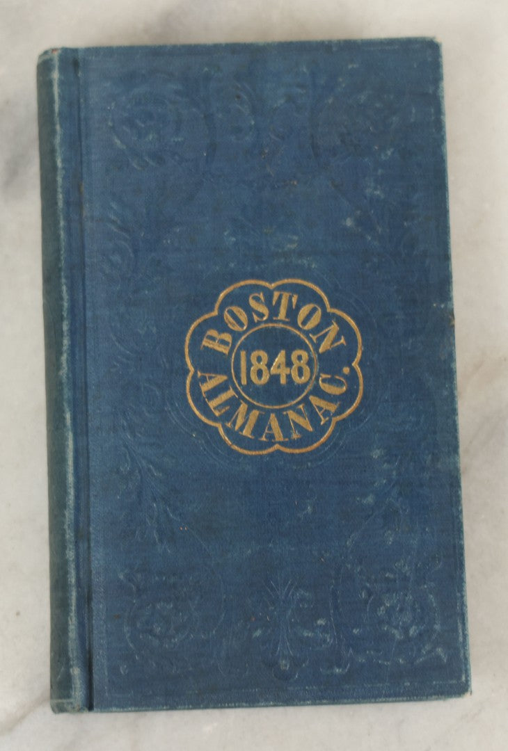 Lot 180 - Pair Of Antique Pocket Almanac Books, Including "Lady's Almanac For The Year 1857" With Brilliant Blue Full Page Advertisements, And "The Boston Almanac" For 1848 With Fold-Out Map Of Boston