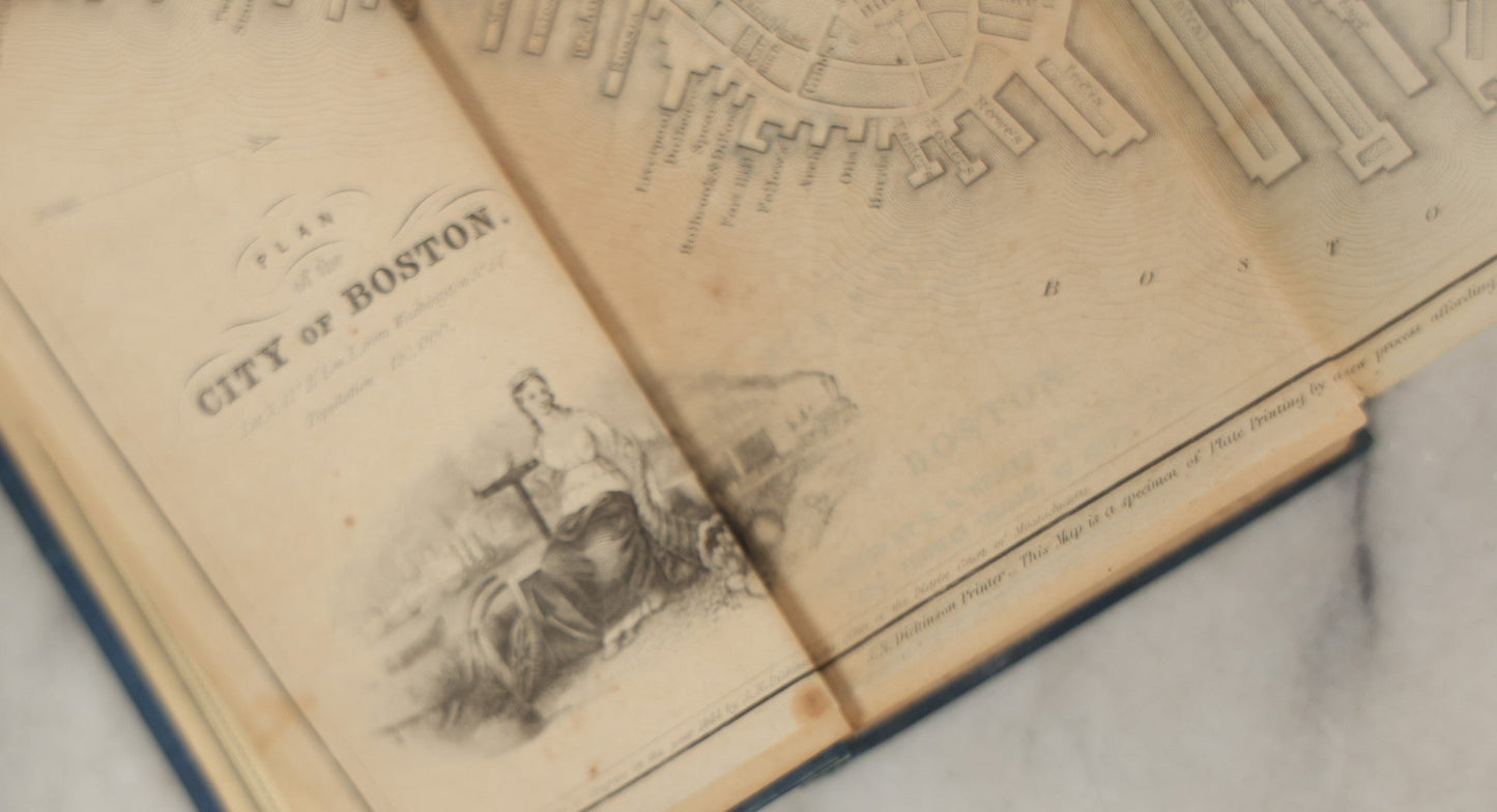 Lot 180 - Pair Of Antique Pocket Almanac Books, Including "Lady's Almanac For The Year 1857" With Brilliant Blue Full Page Advertisements, And "The Boston Almanac" For 1848 With Fold-Out Map Of Boston