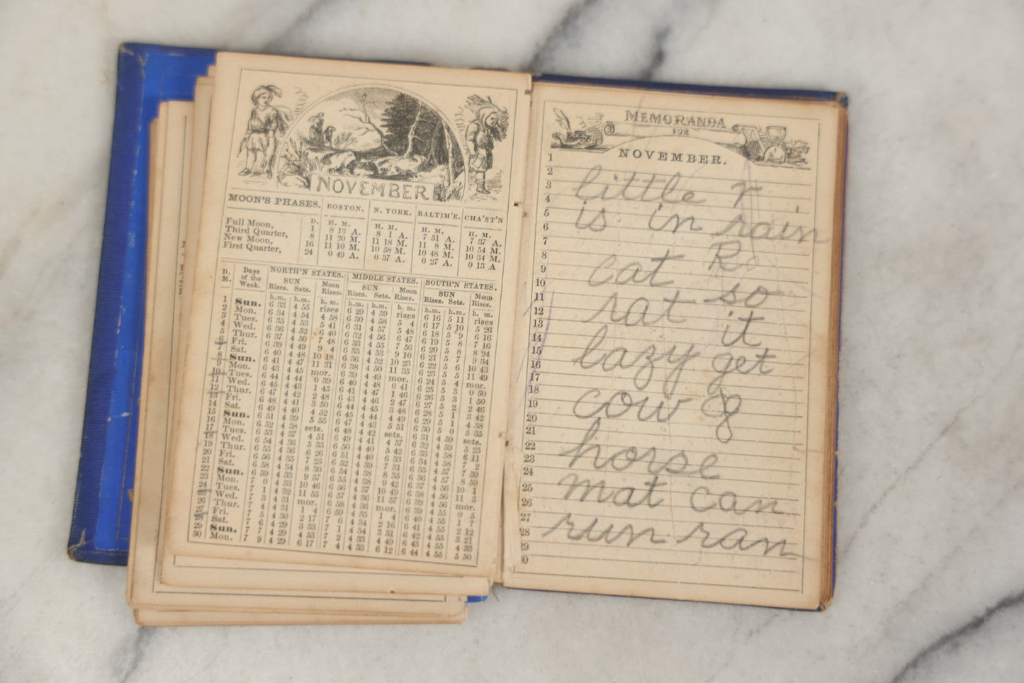 Lot 180 - Pair Of Antique Pocket Almanac Books, Including "Lady's Almanac For The Year 1857" With Brilliant Blue Full Page Advertisements, And "The Boston Almanac" For 1848 With Fold-Out Map Of Boston