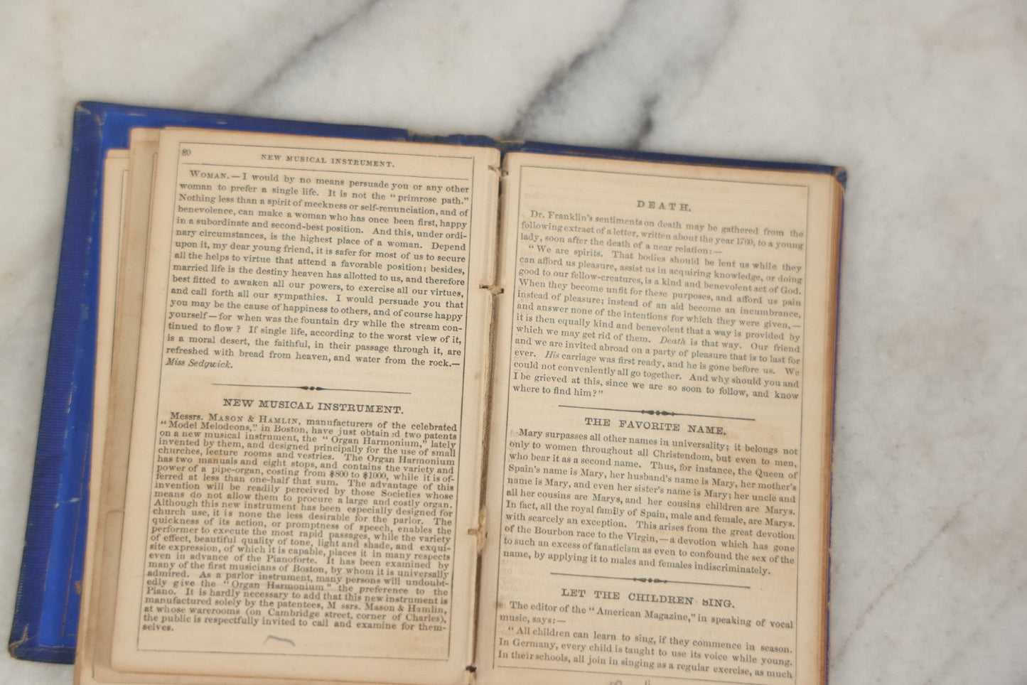 Lot 180 - Pair Of Antique Pocket Almanac Books, Including "Lady's Almanac For The Year 1857" With Brilliant Blue Full Page Advertisements, And "The Boston Almanac" For 1848 With Fold-Out Map Of Boston
