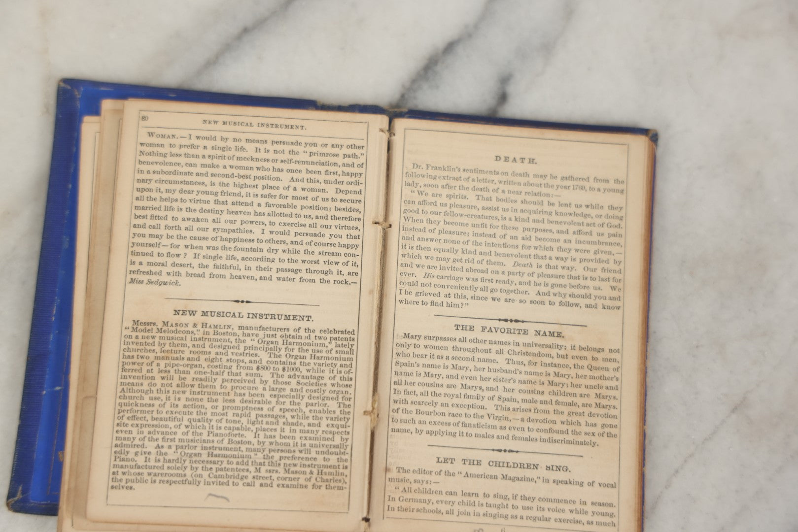 Lot 180 - Pair Of Antique Pocket Almanac Books, Including "Lady's Almanac For The Year 1857" With Brilliant Blue Full Page Advertisements, And "The Boston Almanac" For 1848 With Fold-Out Map Of Boston