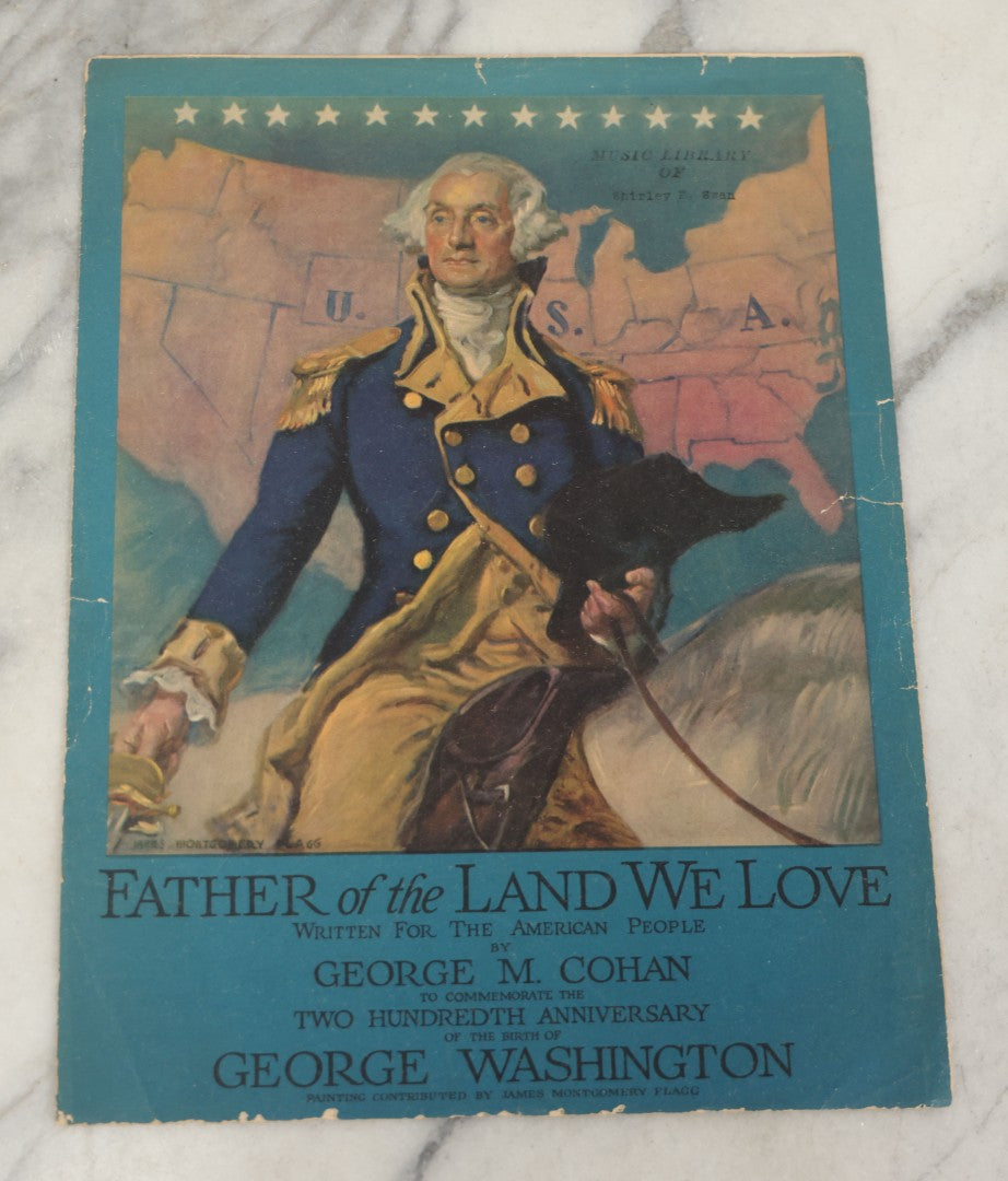 Lot 181 - Grouping Of Four Vintage Patriotic And Popular Sheet Music Covers Including “Let's All Be Americans Now,” “Any Bonds Today?,” “Father Of The Land We Love,” And “When A Boy From Old New Hampshire Loves A Girl From Tennessee”