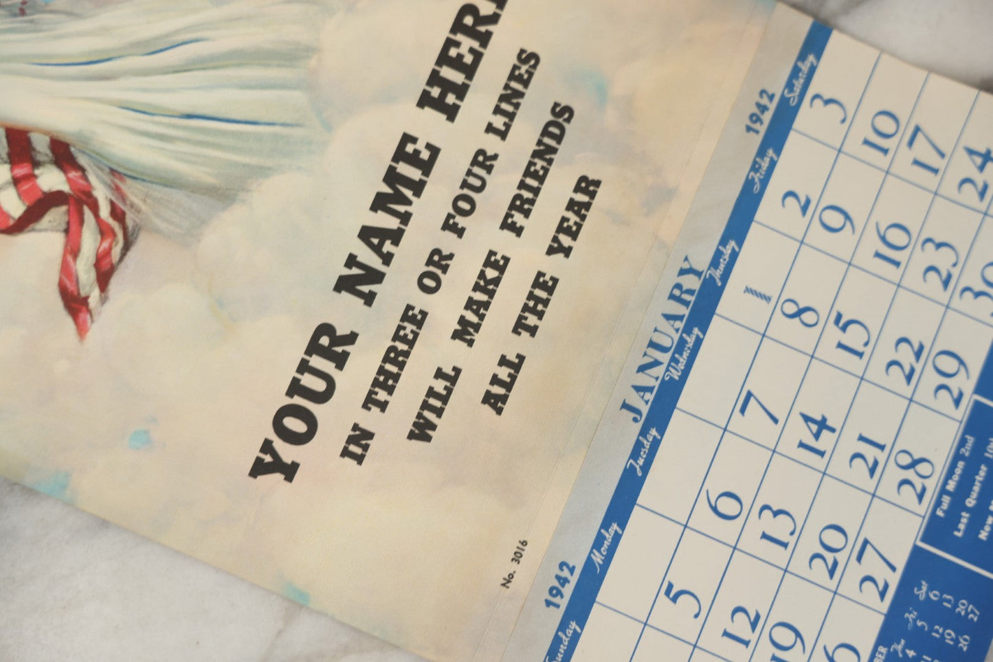 Lot 182 - Grouping Of Four Vintage Patriotic Calendar Advertising Salesman's Samples, Blank, With Liberty, Uncle Sam, And Recruiting Station Imagery