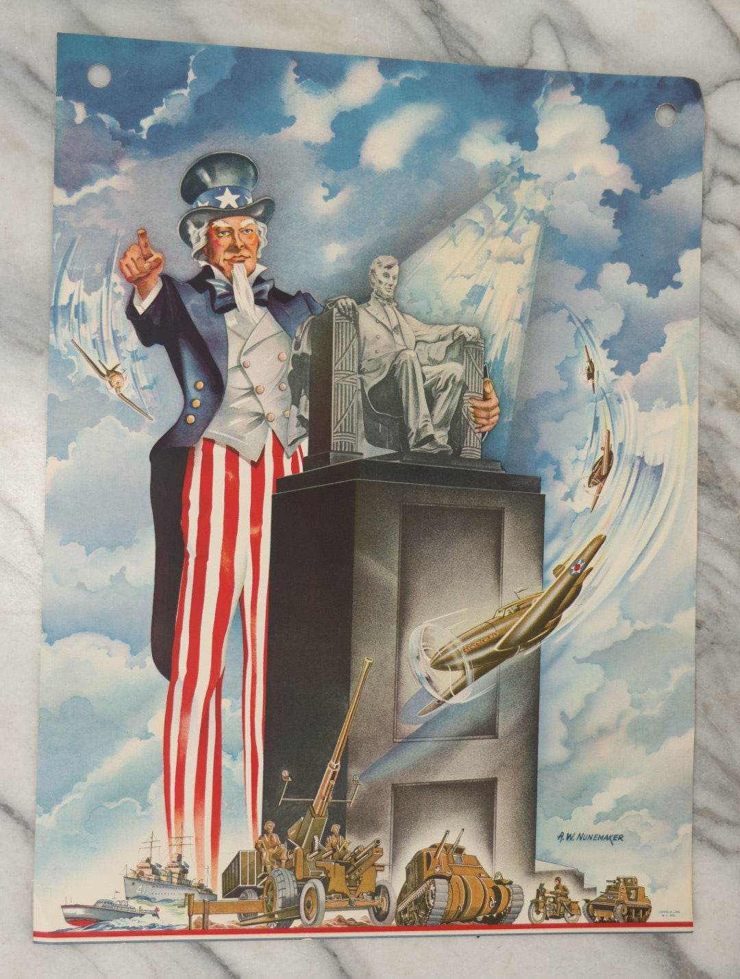 Lot 182 - Grouping Of Four Vintage Patriotic Calendar Advertising Salesman's Samples, Blank, With Liberty, Uncle Sam, And Recruiting Station Imagery
