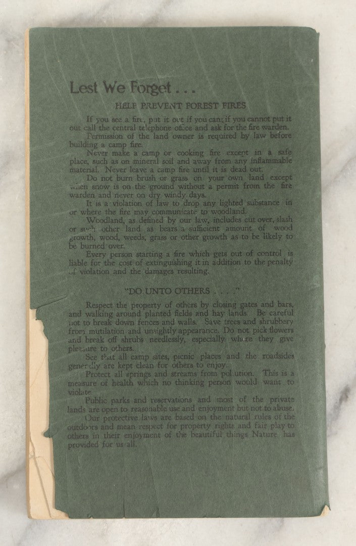 Lot 186 - “Trees And Shrubs Of New Hampshire” Vintage Booklet By John H. Foster, State Forester, 1931, Published By New Hampshire State Forestry Dept.