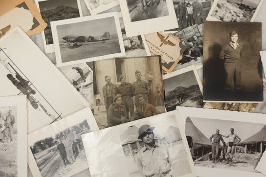 Lot 192 - Grouping Of 20+ Vintage World War II Snapshot Photographs, Including Portraits Of Soldiers, Group Shots, Camp Scenes With Tents, Military Aircraft, And Candid Images Of Servicemen In Uniform And Leisure Settings, Various Sizes