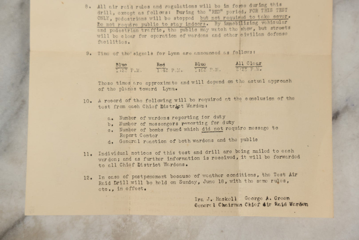 Lot 193 - Grouping Of Four Vintage World War II Civil Defense Ephemera Items, Including Air Raid Drill Letter (June 5, 1944), Civilian Defense Index Booklet, Lynn Air Raid Precautions Warden Card, And Identification Card For Mildred Brown