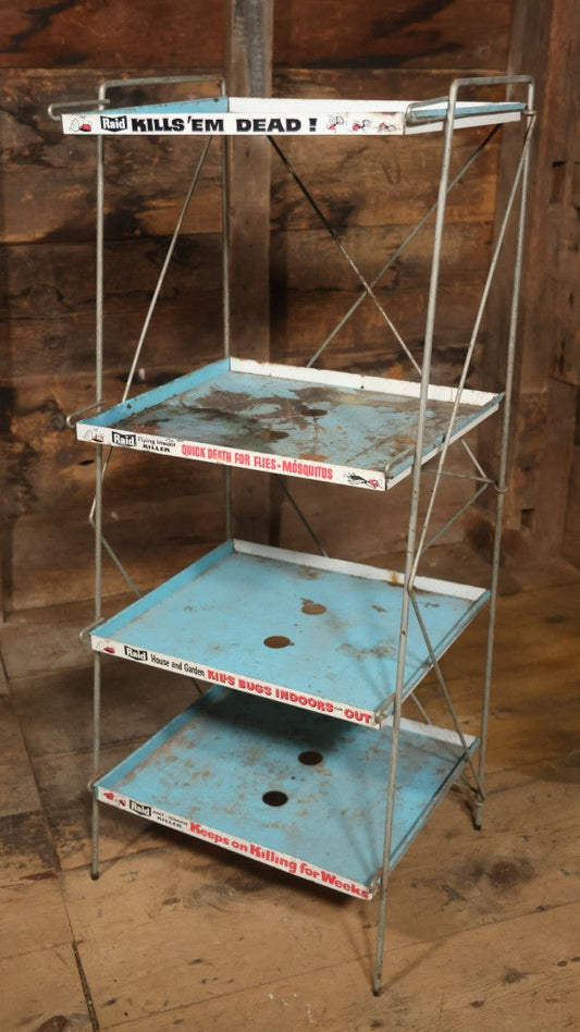 Vintage Raid “Kills'Em Dead” Advertising Metal Store Display Shelf