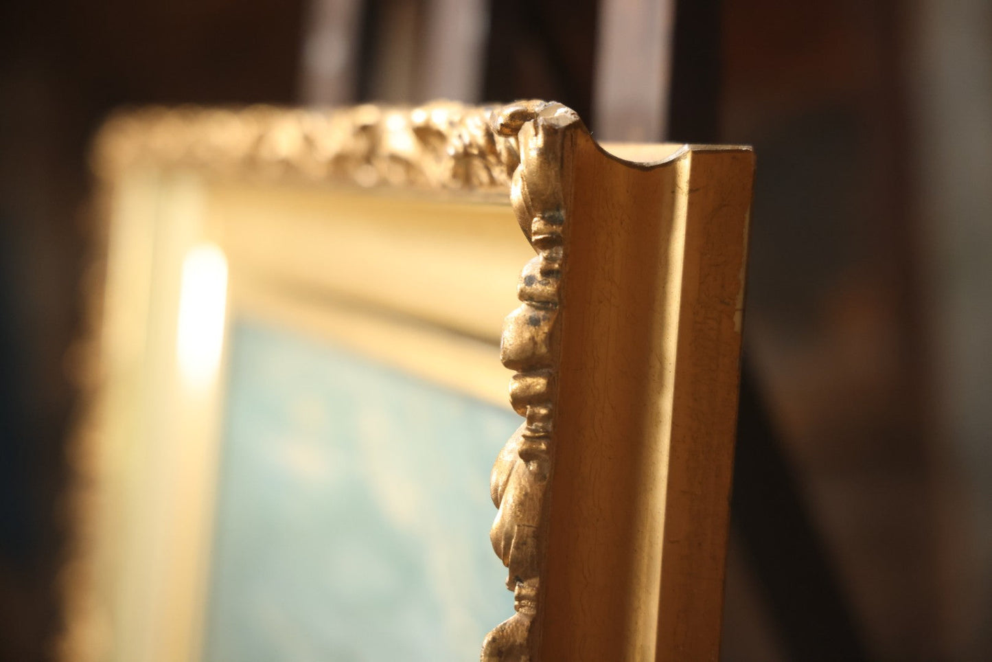 Antique Oil On Canvas Nocturne Painting With Boat On Water, Gilt Frame, 27-3/4" x 21-3/4"