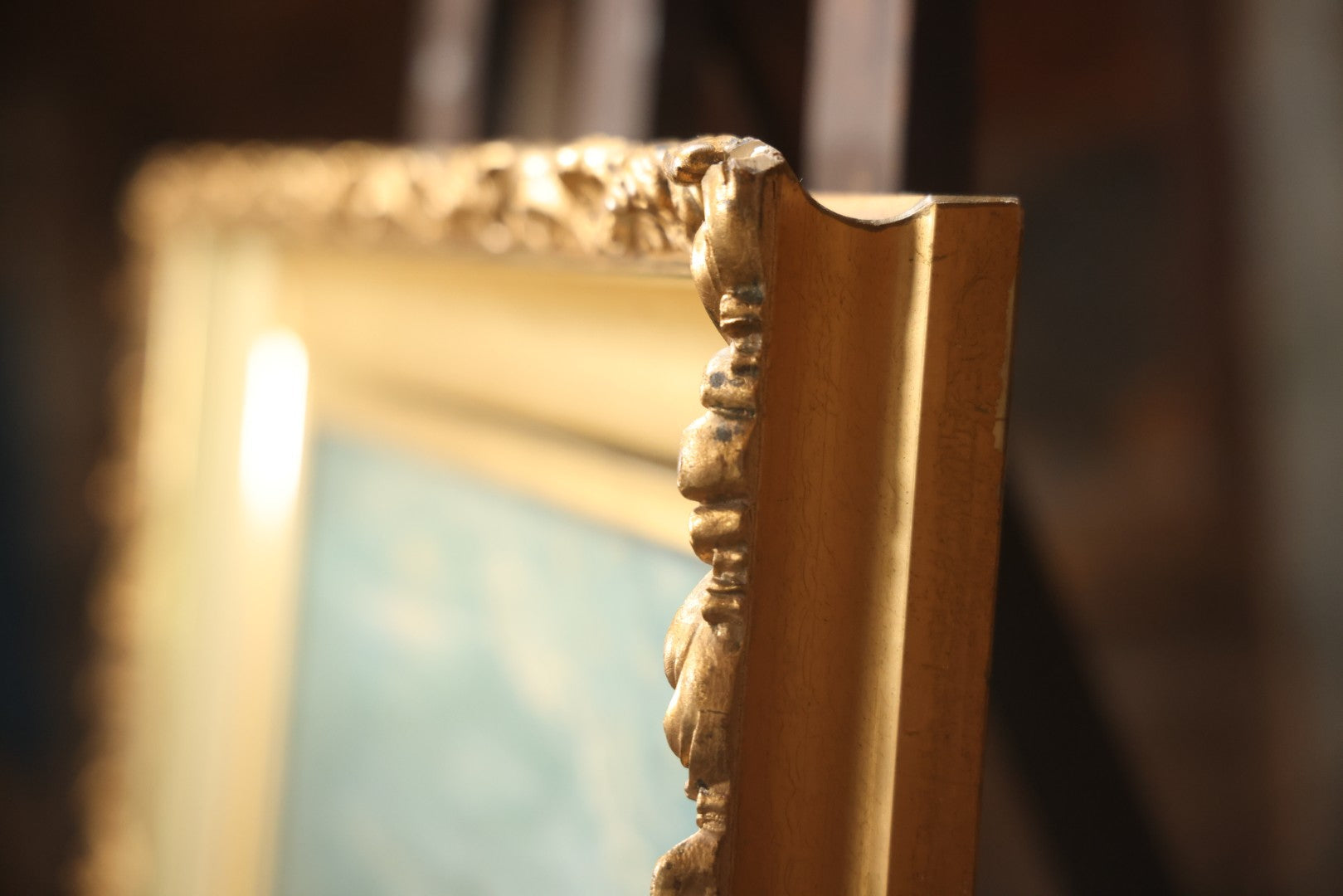 Antique Oil On Canvas Nocturne Painting With Boat On Water, Gilt Frame, 27-3/4" x 21-3/4"